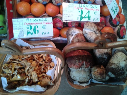 Preus dels russinyols i els ceps pinicoles al mercado de San Miguel de Madrid